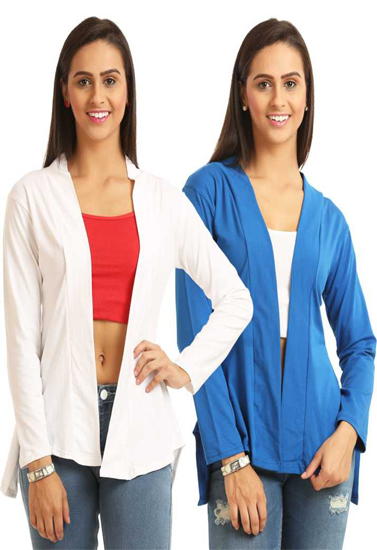 Solid blue white front pocket shrugs value pack