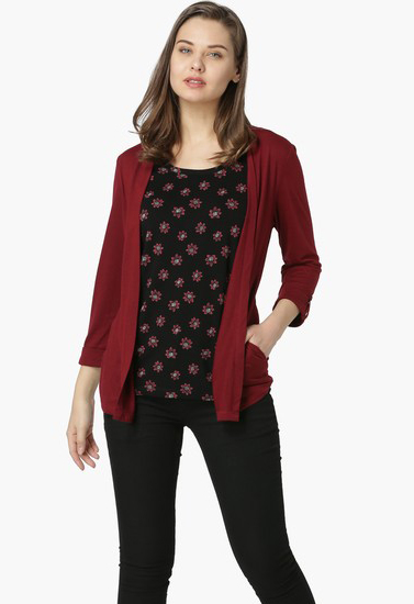 Maroon full Sleeves Shrug