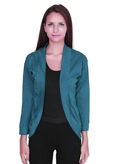 Stylish Sea Blue 3 Quarter Sleeves Shrug