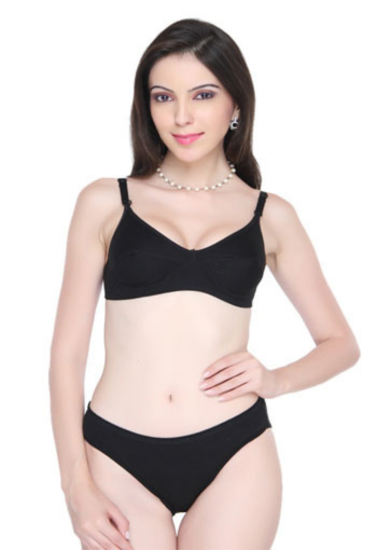 Women’s Classic Smooth Black Bra And Panty Set