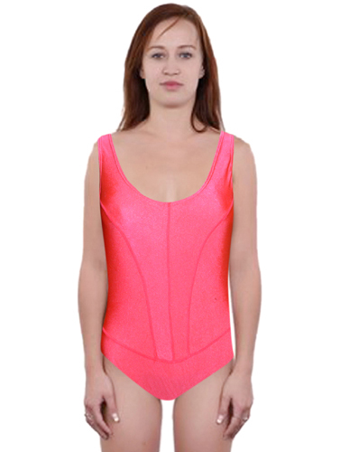 Peach Wide Strap Deep Back One Piece Swimsuit