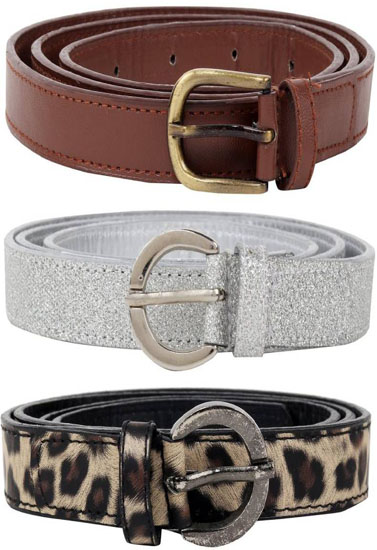Ladies Pk Of 3 Mix Textured Leather Belt