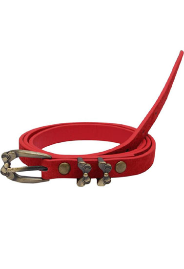 Ladies Red Butterfly Vintage Tie PU Leather Belt