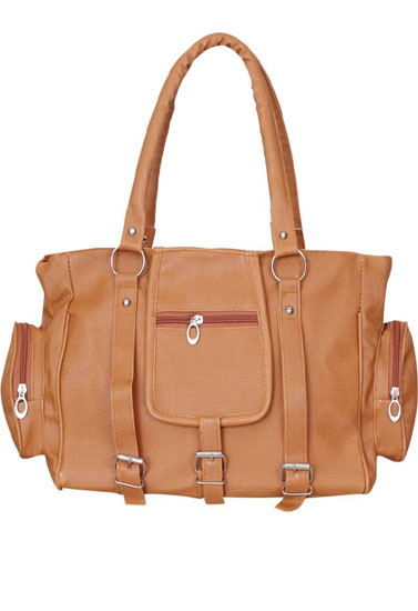 Stylish Brown Tan Satchel Shoulder Handbag