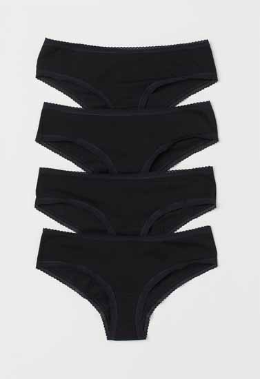 Bpc Pack of 4 Black Cotton hipster briefs