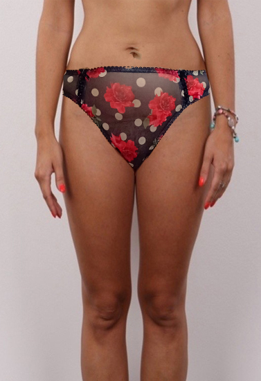 Intimotre Sheer Lace Polka Floral Printed Brief