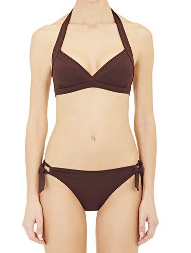 Love This Solid Brown Underwired Halter Bikini Set