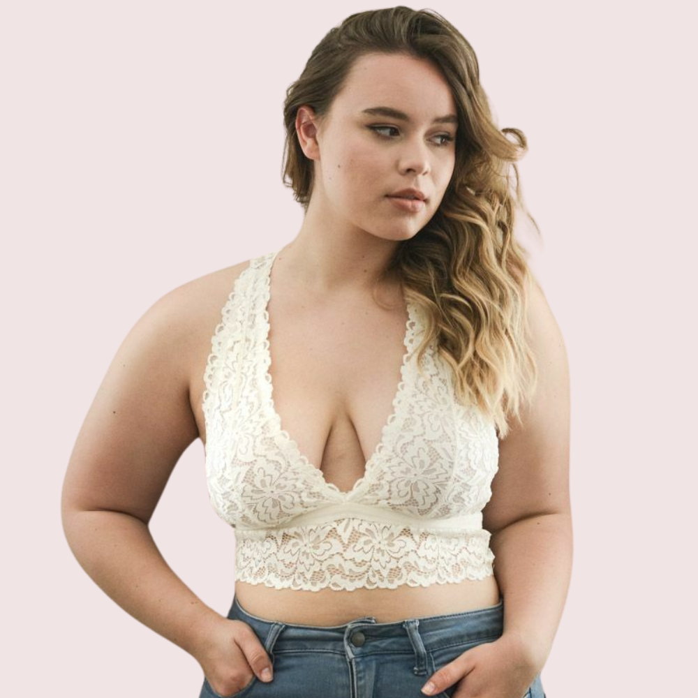Graceful and Sexy Plus Size White Lace Bralette