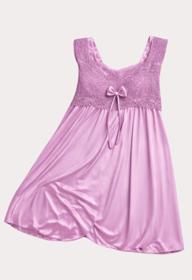 Blush Elegance Satin Lace Babydoll Nightdress