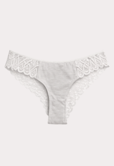 Ivory Grey Cotton Lace Trim Panty