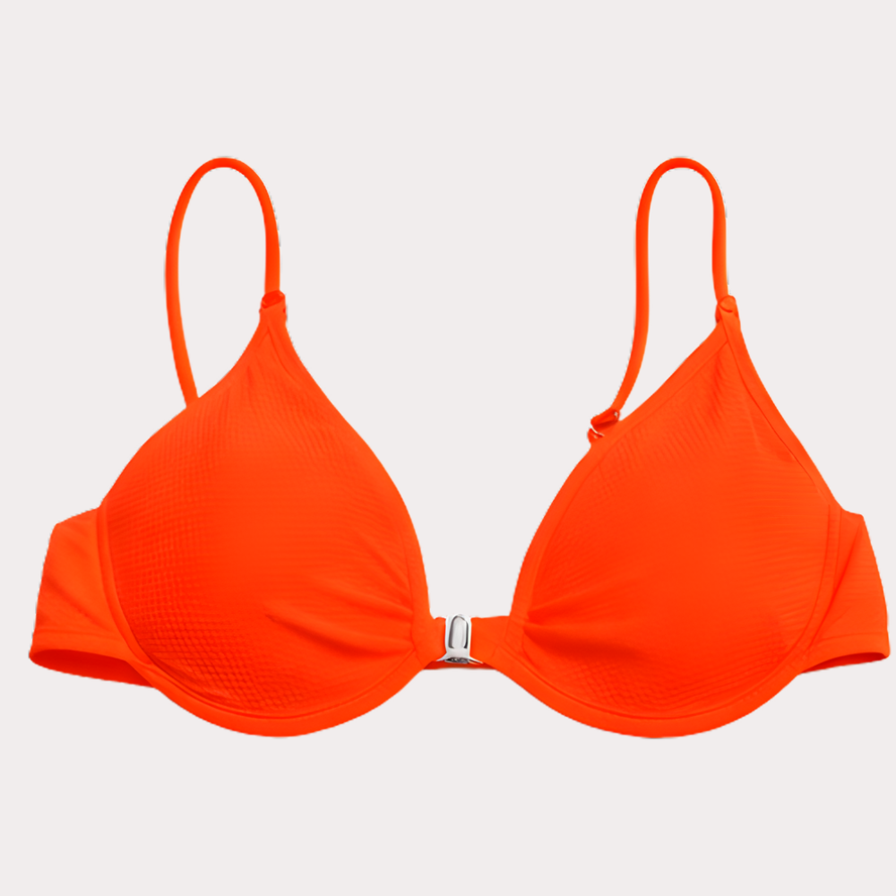 Neon Orange Underwired Bikini Top for Women – Adjustable Strap Swimwear Top