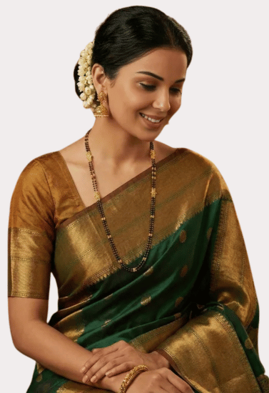 Elegant Dual-Strand Black Bead Mangalsutra with Gold Accents