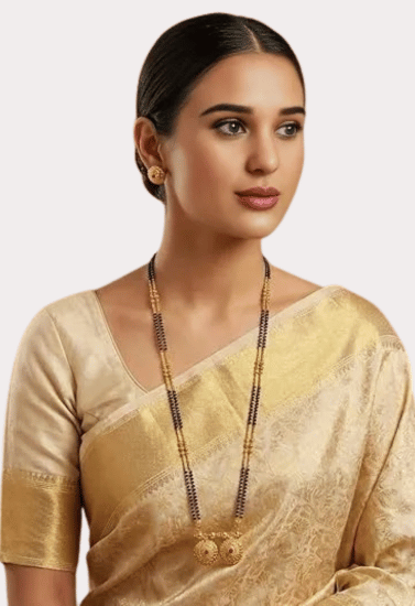 Elegant Traditional Gold-Toned Double Layer Mangalsutra Necklace for Women