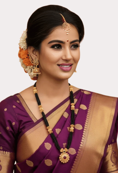 Royal Multi-Strand Black Bead Mangalsutra with Gold Pendant