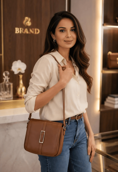Classic Caramel Elegance Sling Bag