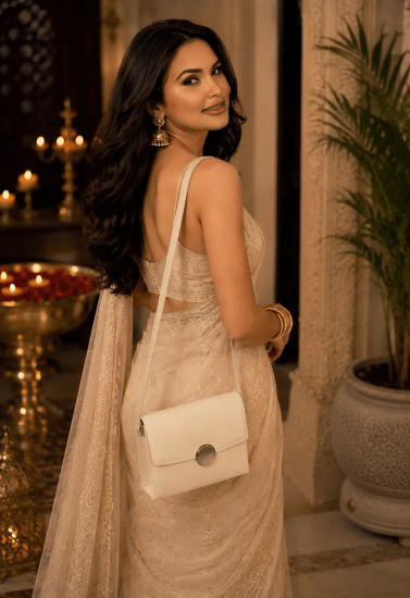 Ivory Aura Elegant Sling Clutch Bag