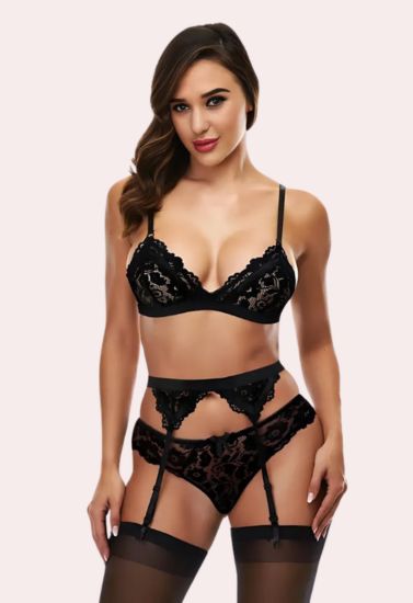 Women  Floral Lace Adjustable Garter Belt for Stockings